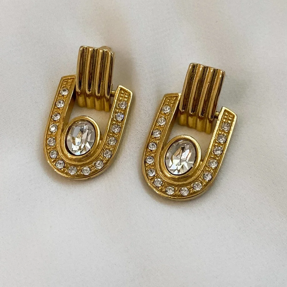 VTG Gold U Shape Door Knocker Earrings